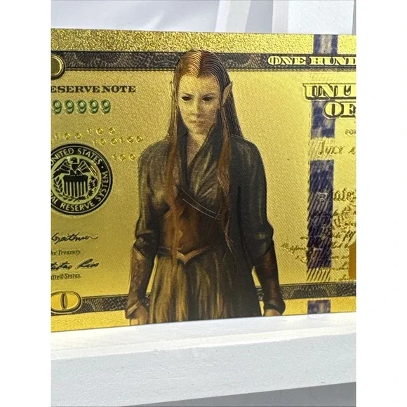 14 PCS Gold Foil $100 Lord of the Rings Collectible Dollar Bill Banknote Set COA